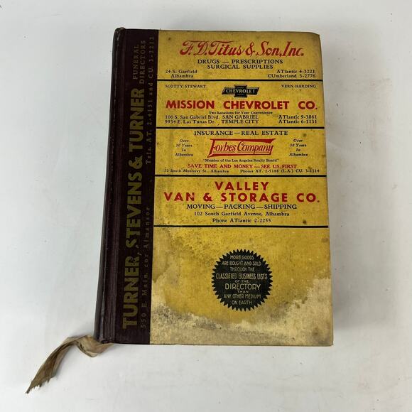 Polk's Other - 1952 CA Los Angeles Alhambra City Directory POOR Business Ancestry Genealogy Vtg